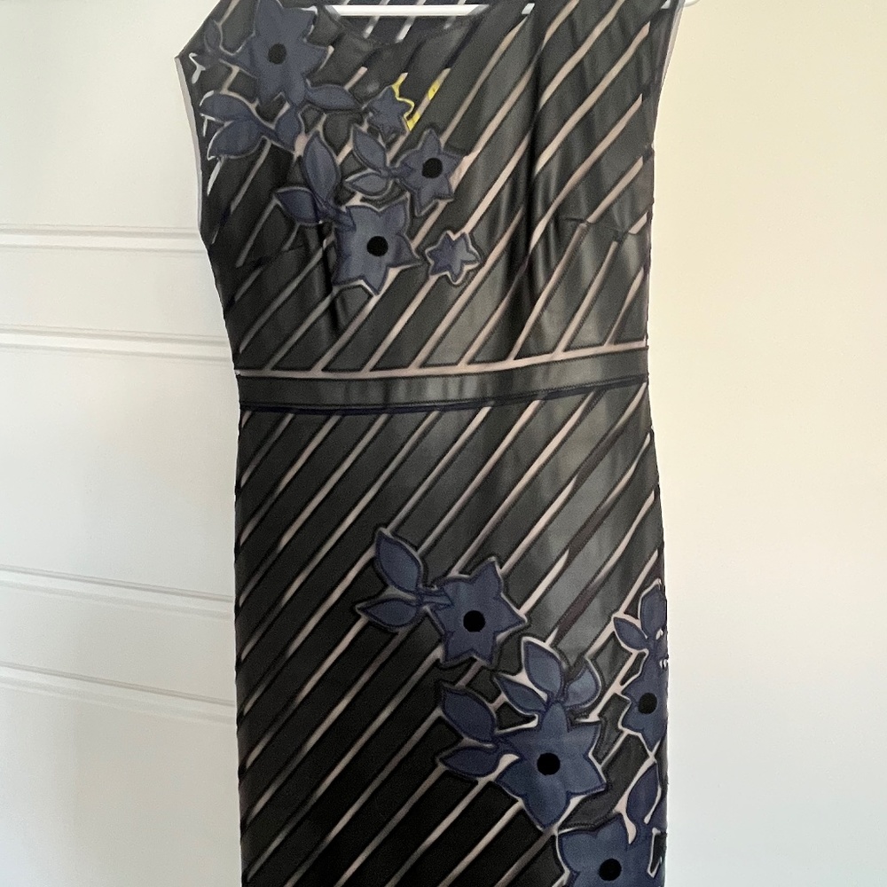 Black leather cutout dress